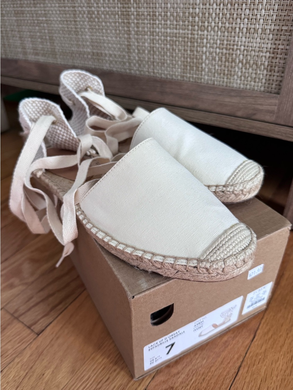 J. Crew Cream Canvas Lace-Up Espadrille Flats